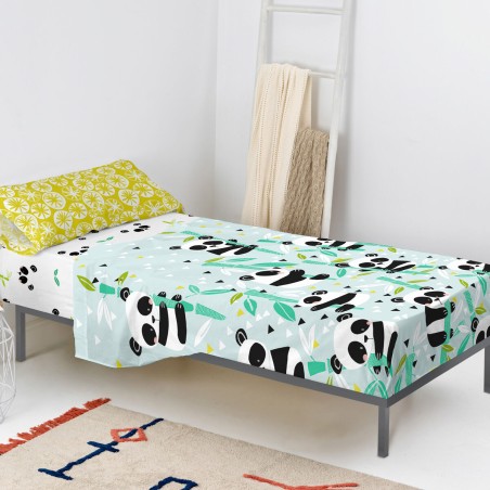 Set beddengoed HappyFriday Moshi Moshi Panda garden blue Blauw Bed van