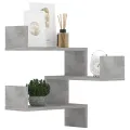 Étagères murales d'angle 2 pcs Gris béton Bois d’ingénierie