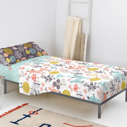 Set di Lenzuola HappyFriday Moshi Moshi Woodland Multicolore Singolo 2 2
