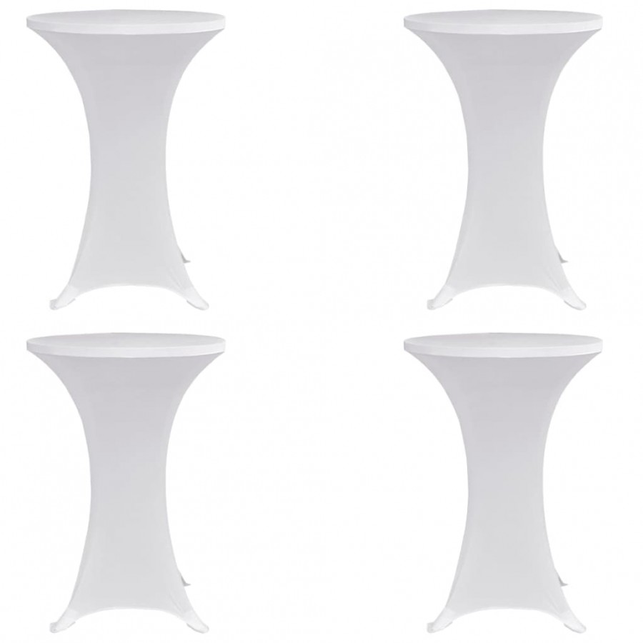 Housses élastiques de table Ø 60 cm Blanc 4 pcs