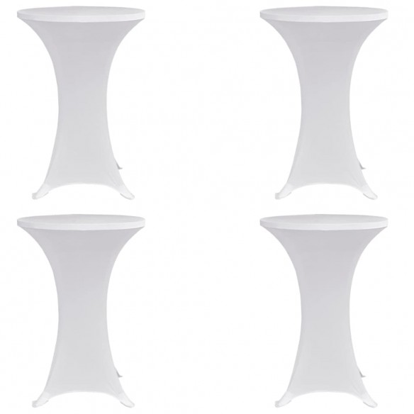 Housses élastiques de table Ø 60 cm Blanc 4 pcs