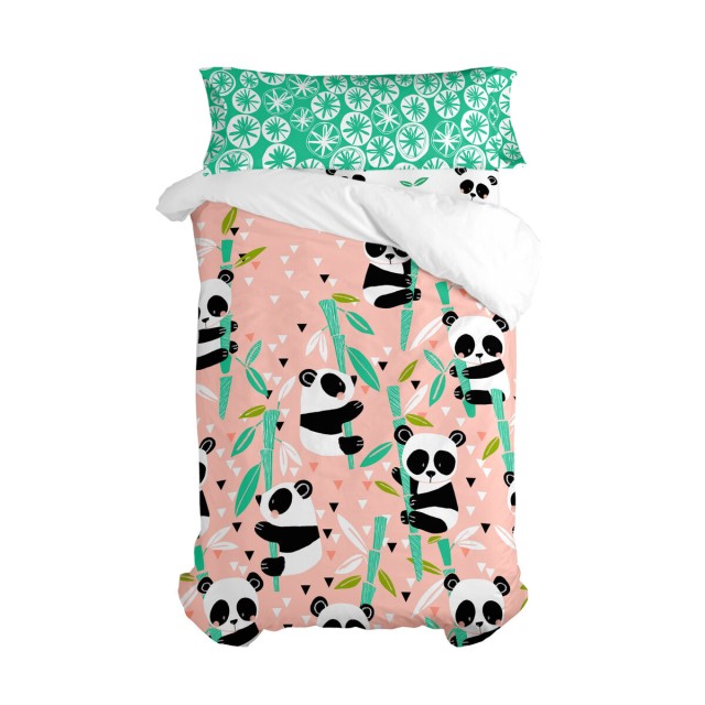 Duvet cover set HappyFriday Moshi Moshi Panda Garden Pink Single 2 Pie