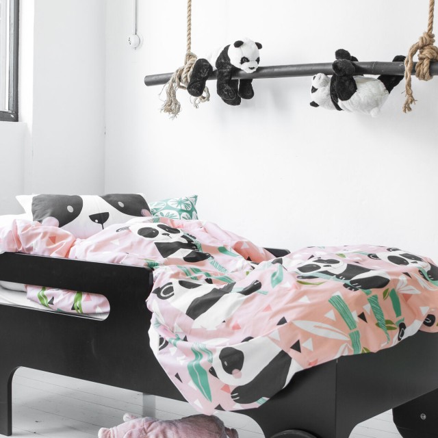 Duvet cover set HappyFriday Moshi Moshi Panda Garden Pink Single 2 Pie