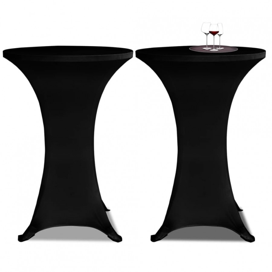 Housse de table Ø 60 cm Noir extensible 2 pcs