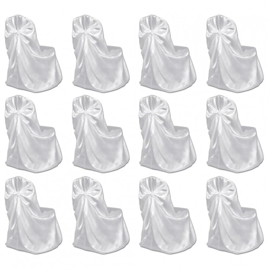 Housses de chaise pour banquet de mariage 12 pcs Blanc