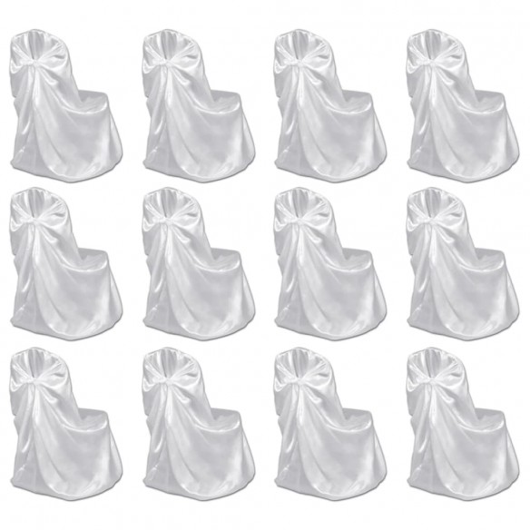 Housses de chaise pour banquet de mariage 12 pcs Blanc