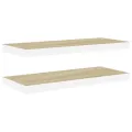 Étagères flottantes 2 pcs chêne et blanc 80x23,5x3,8 cm MDF