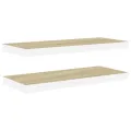 Étagères flottantes 2 pcs chêne et blanc 60x23,5x3,8 cm MDF