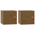 Armoires murales 2pcs Marron miel 31,5x30x30 cm Bois pin massif