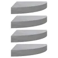 Étagères d'angle murales 4 pcs Gris béton 35x35x3,8 cm MDF