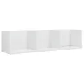 Étagère murale à CD Blanc brillant 75x18x18cm Bois d'ingénierie