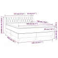 cadre de lit et matelas Bleu foncé 140x190cm Velours