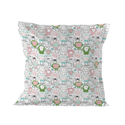 Kussensloop HappyFriday Moshi Moshi Macaque Multicolour 80 x 80 cm