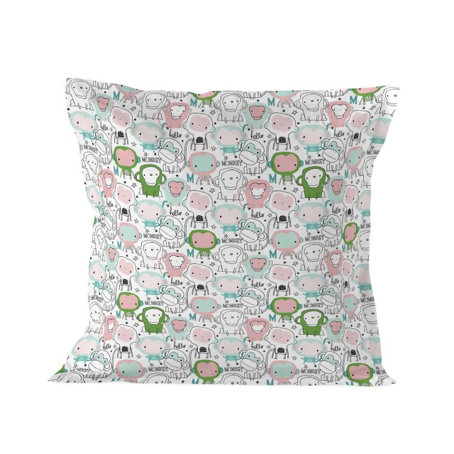 Taie d'oreiller HappyFriday Moshi Moshi Macaque Multicouleur 80 x 80 c