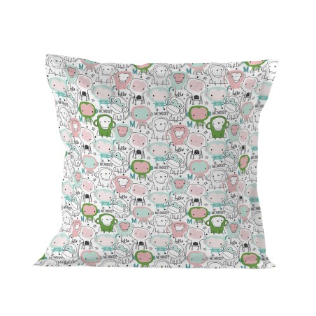 Funda de almohada HappyFriday Moshi Moshi Macaque Multicolor 80 x 80 c