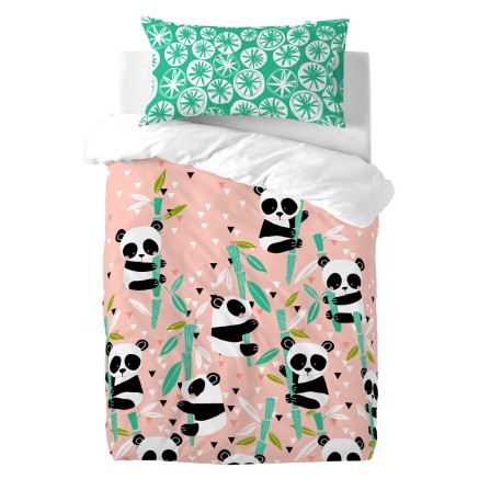 Taie d'oreiller HappyFriday Moshi Moshi Panda Garden Multicouleur 50 x 2
