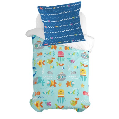 Funda de almohada HappyFriday Moshi Moshi Sea Life Multicolor 80 x 80