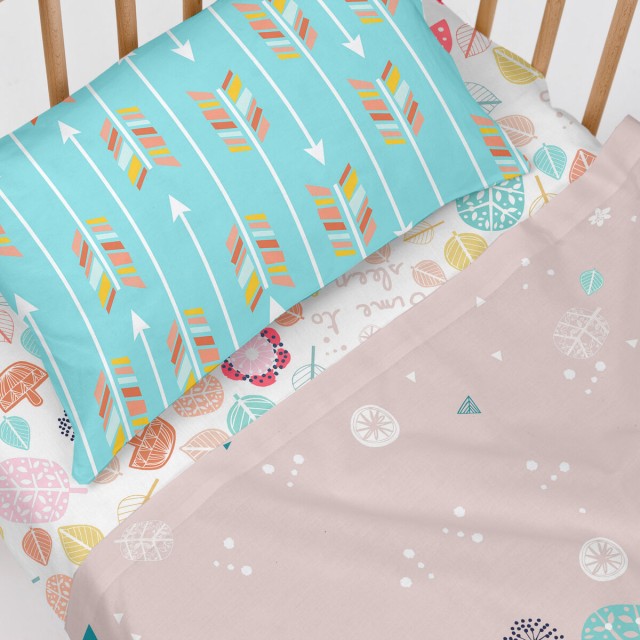 Drap housse HappyFriday MOSHI MOSHI Multicouleur 60 x 120 x 14 cm