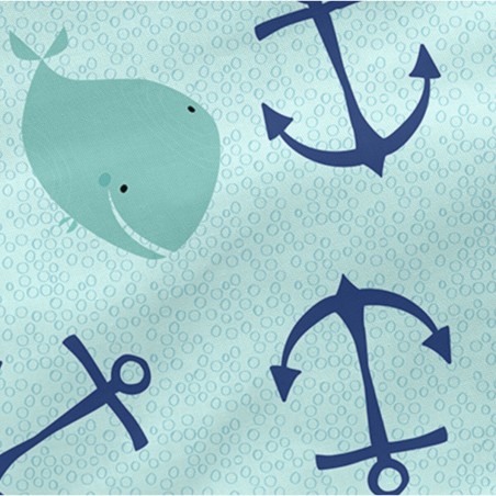 Fitted bottom sheet HappyFriday Moshi Moshi Whale Multicolour 70 x 140