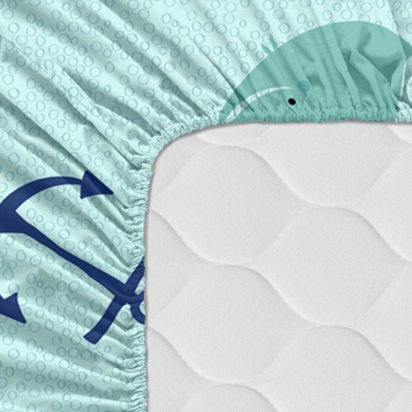 Lenzuolo con angoli aderenti HappyFriday Moshi Moshi Whale Multicolore