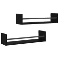 Étagères murales avec barres 2 pcs noir 60x16x14 cm