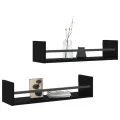 Étagères murales avec barres 2 pcs noir 60x16x14 cm