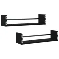 Étagères murales avec barres 2 pcs noir 60x16x14 cm