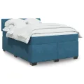 cadre de lit et matelas bleu 140x190 cm velours