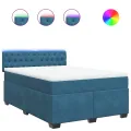 cadre de lit et matelas bleu 140x190 cm velours