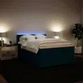 cadre de lit et matelas bleu 140x190 cm velours