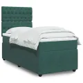 cadre de lit et matelas Vert foncé 80x200 cm Velours