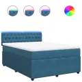 cadre de lit et matelas bleu 140x190 cm velours