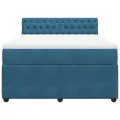 cadre de lit et matelas bleu 140x190 cm velours