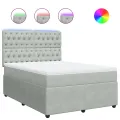 cadre de lit et matelas Gris clair 140x190cm Velours