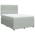 cadre de lit et matelas Gris clair 140x190cm Velours