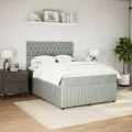 cadre de lit et matelas Gris clair 140x190cm Velours