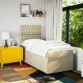 cadre de lit avec matelas Crème 80x200 cm Tissu