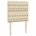 cadre de lit avec matelas Crème 80x200 cm Tissu