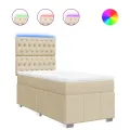 cadre de lit avec matelas Crème 80x200 cm Tissu
