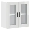 Armoire murale cuisine avec porte en verre Porto blanc brillant
