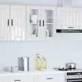 Armoire murale cuisine avec porte en verre Porto blanc brillant