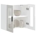 Armoire murale cuisine avec porte en verre Porto blanc brillant