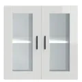 Armoire murale cuisine avec porte en verre Porto blanc brillant