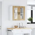 Armoire murale de cuisine porte en verre Porto chêne artisanal