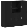 Ensemble d'armoires de cuisine 3 pcs noir bois d'ingénierie