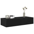 Étagère murale avec tiroirs noir 80x33x17 cm bois d'ingénierie
