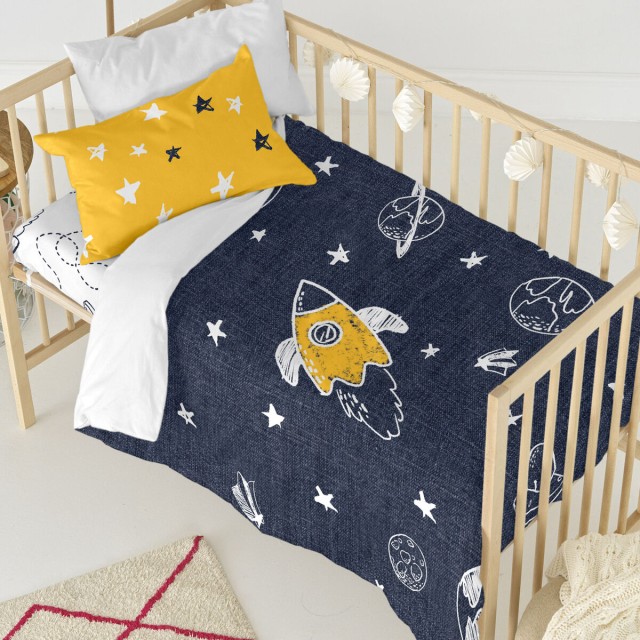 Parure de couette HappyFriday Mr Fox Starspace Multicouleur Lit de bé
