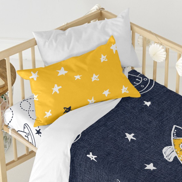 Duvet cover set HappyFriday Mr Fox Starspace Multicolour Baby Crib 2 P
