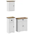 Meubles de salle de bain 3pcs BODO blanc marron bois pin massif