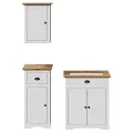 Meubles de salle de bain 3pcs BODO blanc marron bois pin massif